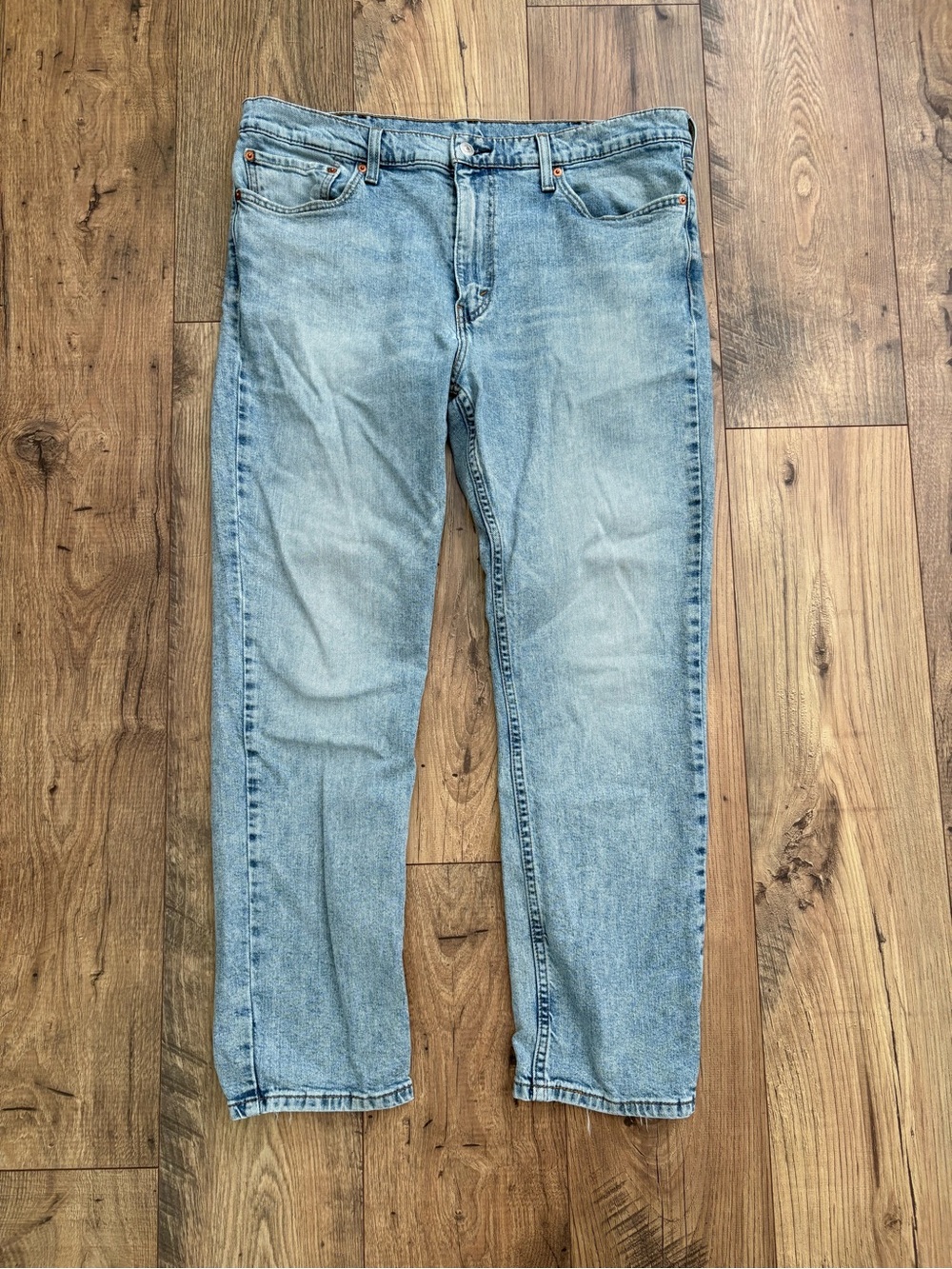 Levi’s 511 Slim Fit Jeans Men 38x30 Light Wash Water Less Distressed Hem